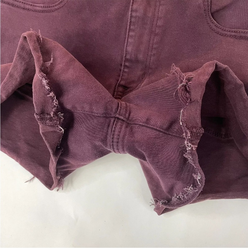 Y2K American Eagle Women Size 12 Hi Rise Shortie Shorts Jean Purple Stretch 0474 - Picture 4 of 9
